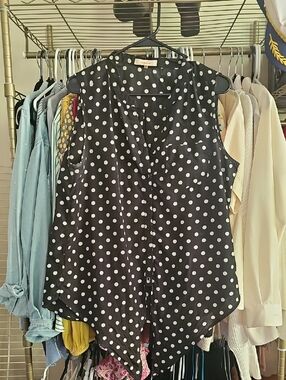 Pomelo Black and White Polka Dot Sleeveless Camisole